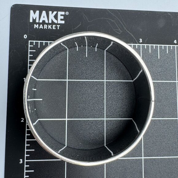 Silver Tone Bangle Bracelet Grey Blue Abalone Shells Panels Costume Jewelry - Picture 6 of 6